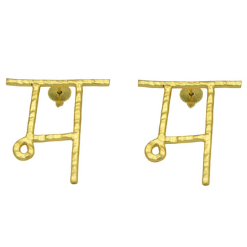 Hindi Alphabet "MA" Brass Earring - DeKulture DKW-1350-SEJ