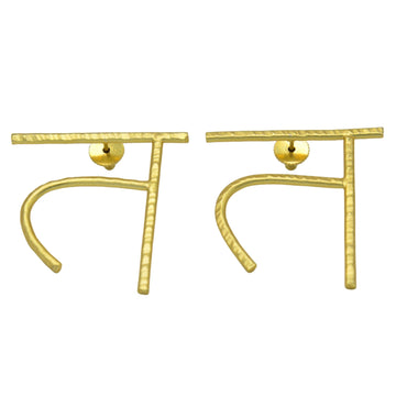 Hindi Alphabet "T" Brass Earring - DeKulture DKW-1352-SEJ