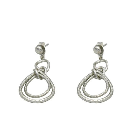 Intertwined Oval Silver Dangler Earring - DeKulture DKW-1311-SEJ