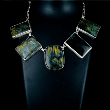Labradorite Rough Gemstone Necklace Fashion jewelry - DeKulture DKW-1072-NKJ