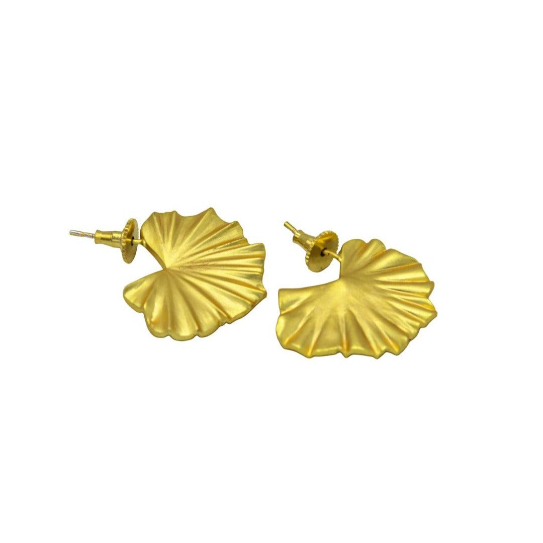 Lotus Leaf Gold Plated Stud Earring - DeKulture DKW-1305-SEJ