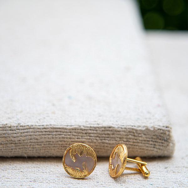 Mother of Pearl Flash Gold Plated Cufflinks - DeKulture DKW-1450-CFJ