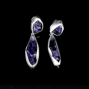 Natural Amethyst Gemstones Stud Earring - DeKulture DKW-1090-SEJ
