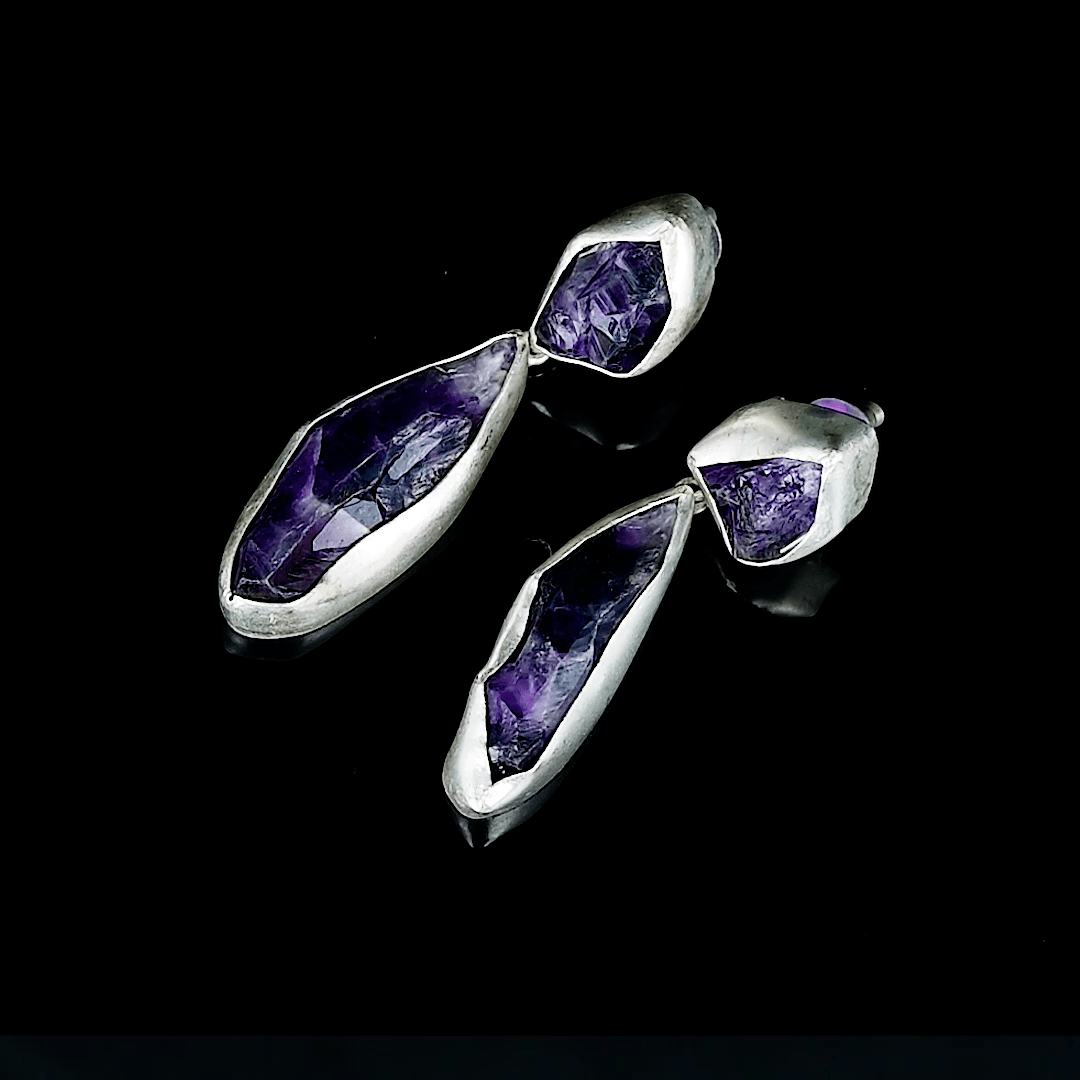 Natural Amethyst Gemstones Stud Earring - DeKulture DKW-1090-SEJ