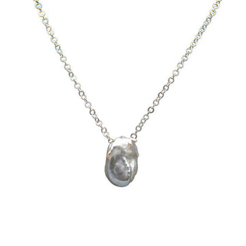 Natural Baroque Pearl Silver Plated Chain Pendant - DeKulture DKW-1473-NKJ