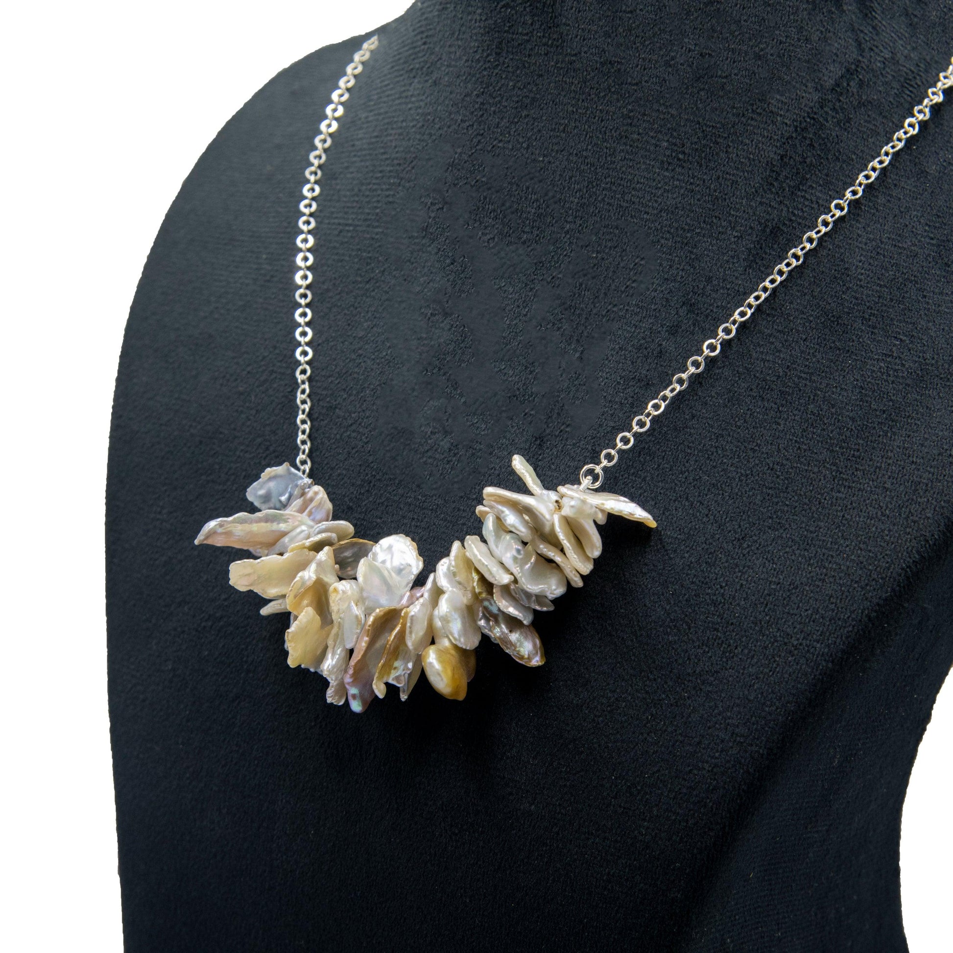 Natural Biwa Pearl Silver Plated Chain Necklace - DeKulture DKW-1472-NKJ