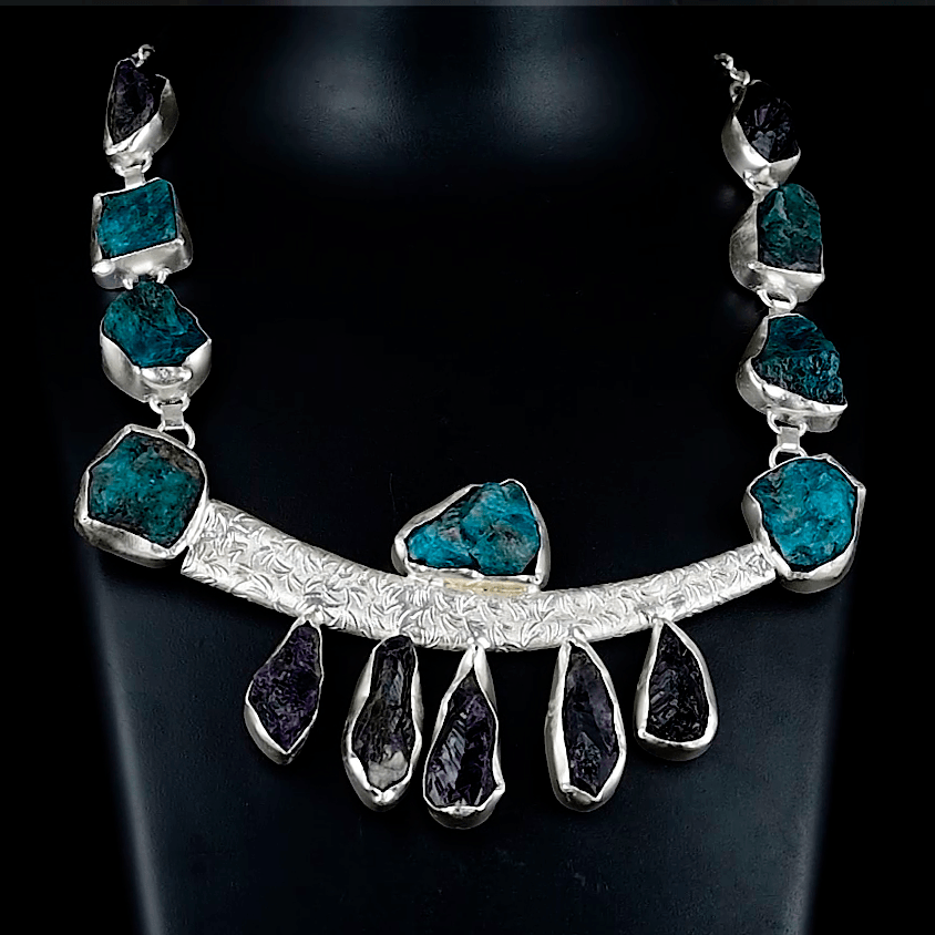 Natural Gemstone Brass Necklace jewelry - DeKulture DKW-1088-NKJ