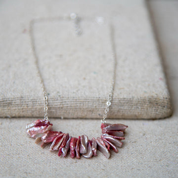 Natural Keshi Pearl Silver Plated Chain Necklace