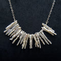 Natural Long Biwa Pearl Silver Plated Chain Necklace - DeKulture DKW-1477-NKJ
