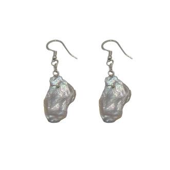 Natural Mabe Pearl Silver Plated Chain Dangler Hook Earring - DeKulture DKW-1462-SEJ