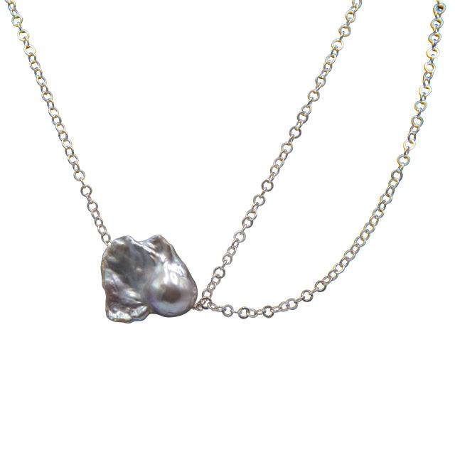 Natural Pearl Silver Plated Chain Pendant - DeKulture DKW-1482-NKJ