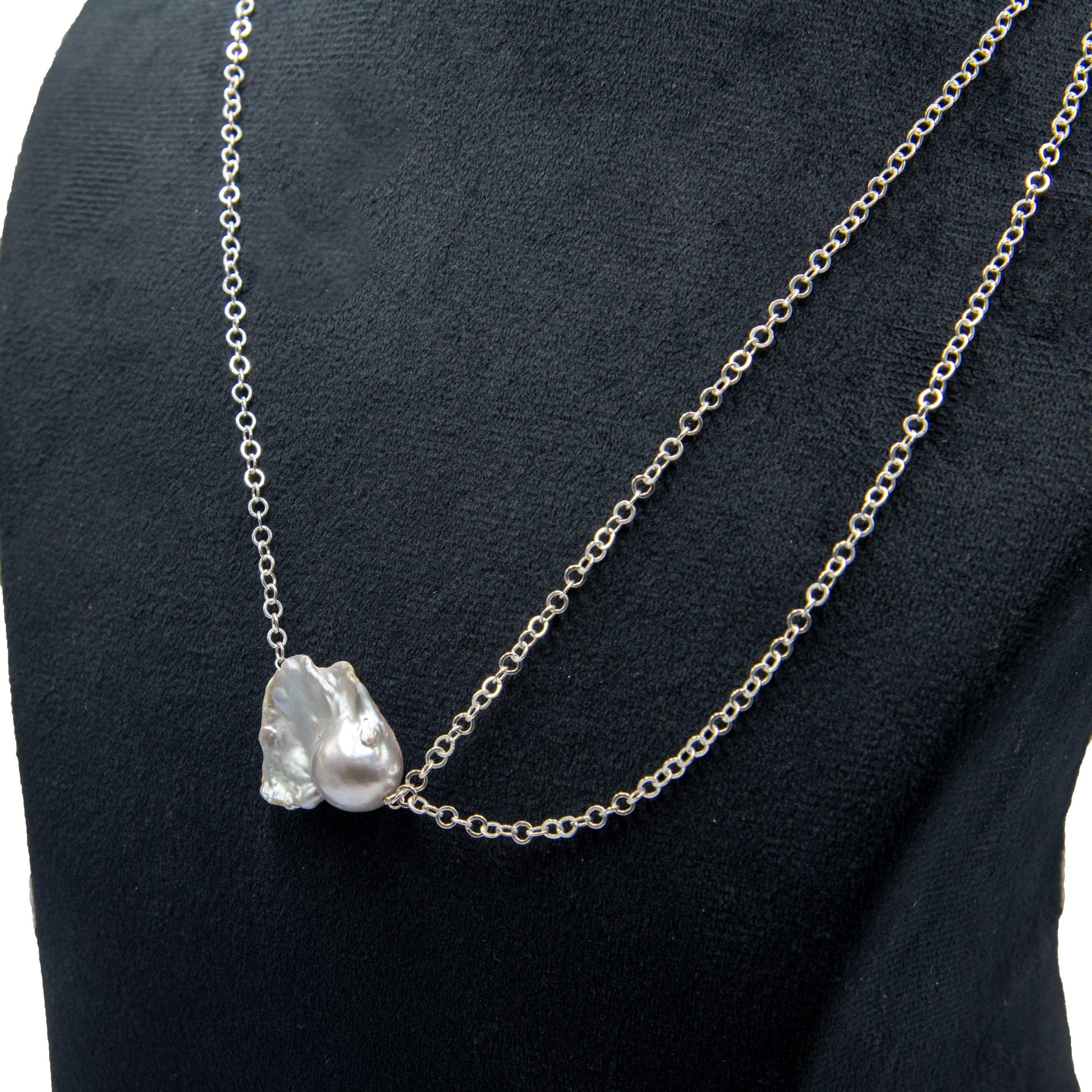 Natural Pearl Silver Plated Chain Pendant - DeKulture DKW-1482-NKJ