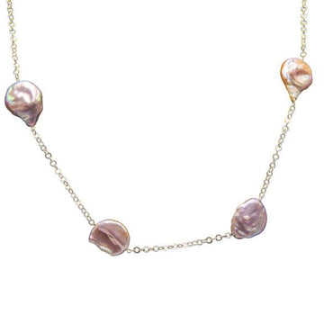 Natural Pearl Sliver Plated Cut Chain Necklace - DeKulture DKW-1474-NKJ