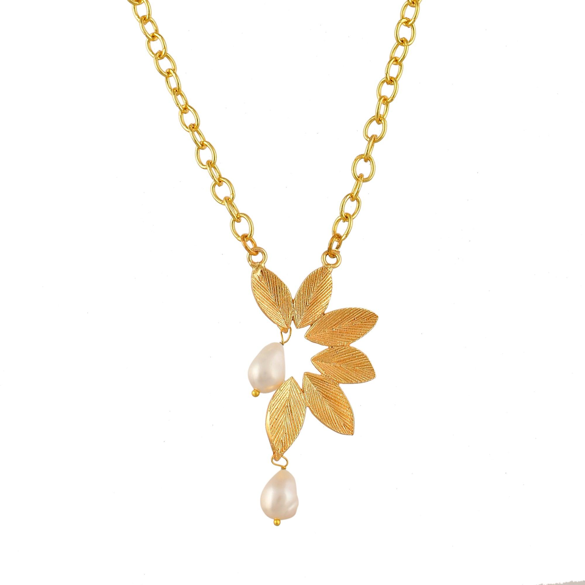 Pearl Leaf Necklace Fashion jewelry - DeKulture DKW-813-N
