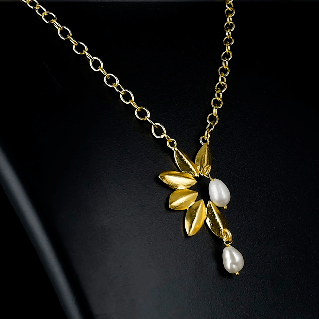 Pearl Leaf Necklace Fashion jewelry - DeKulture DKW-813-N