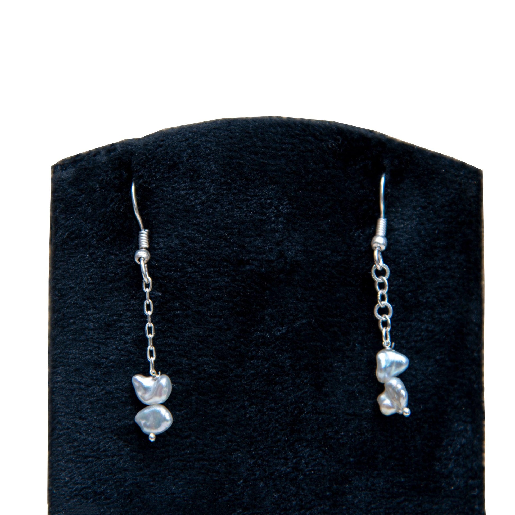 Pearl Long Silver Plated Chain Dangler Hook Earring - DeKulture DKW-1466-SEJ