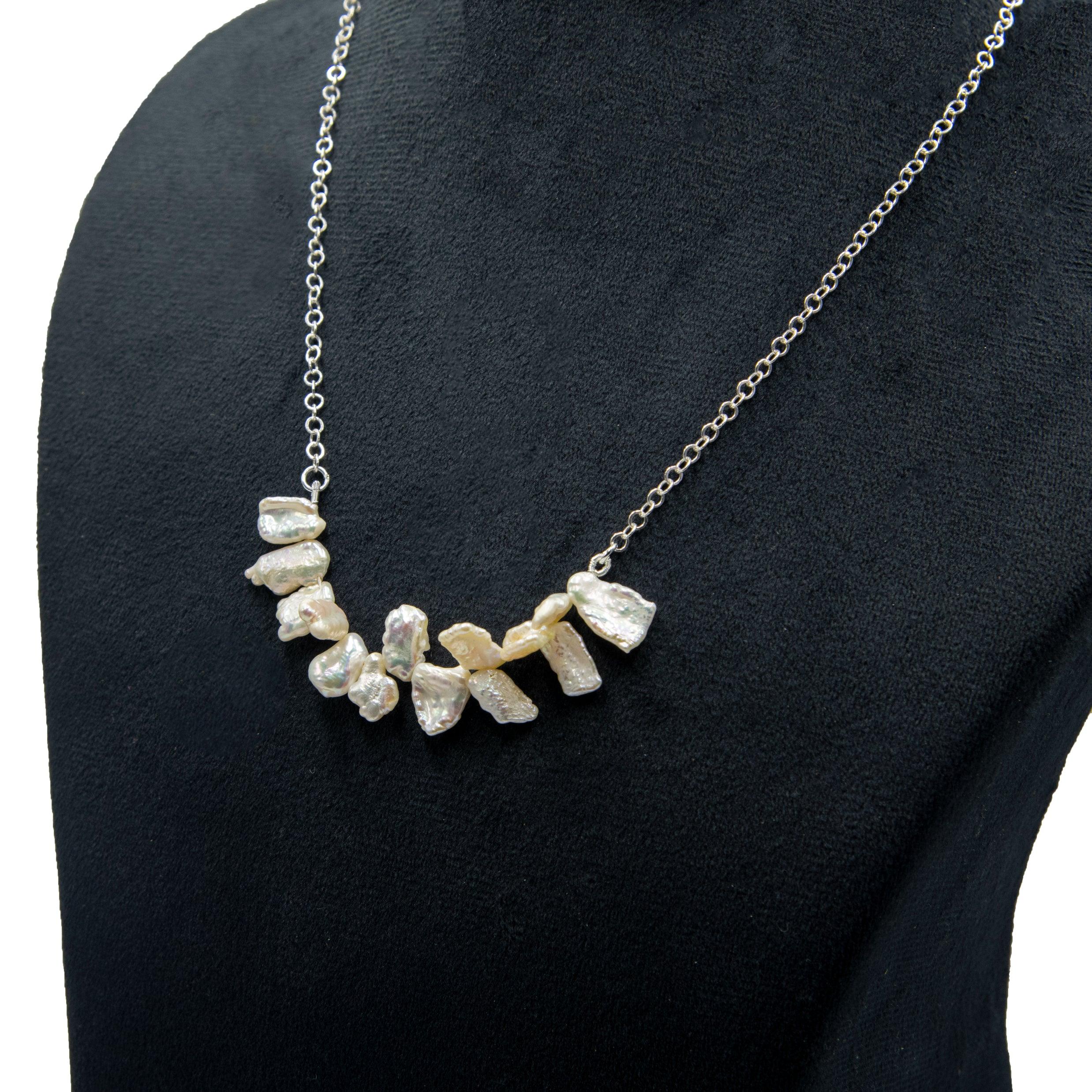 Pearl Silver Plated Chain Necklace - DeKulture DKW-1470-NKJ