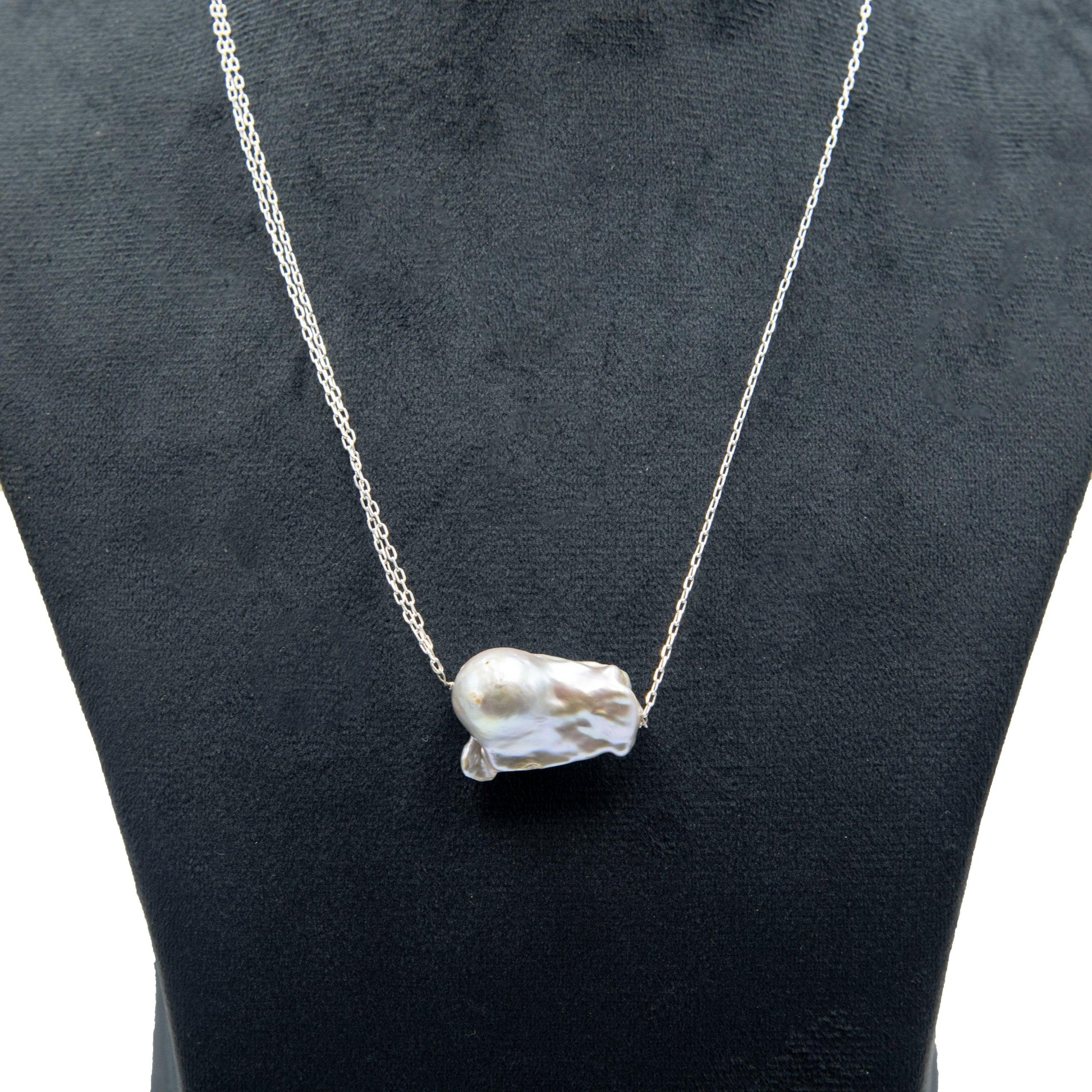 Pearl Silver Plated Double Chain Necklace - DeKulture DKW-1469-NKJ