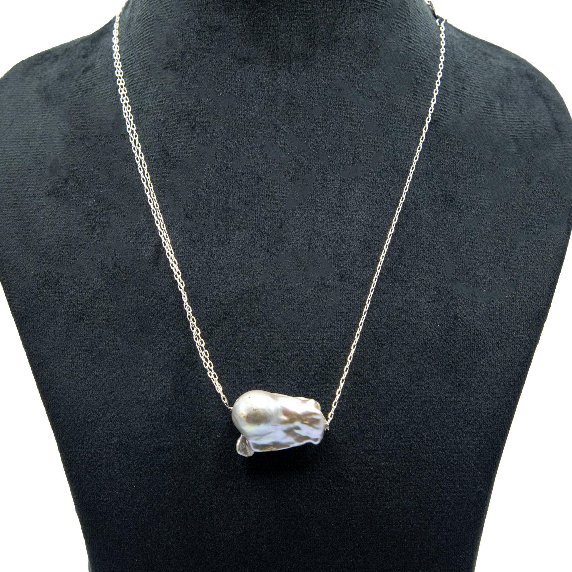 Pearl Silver Plated Double Chain Necklace - DeKulture DKW-1469-NKJ