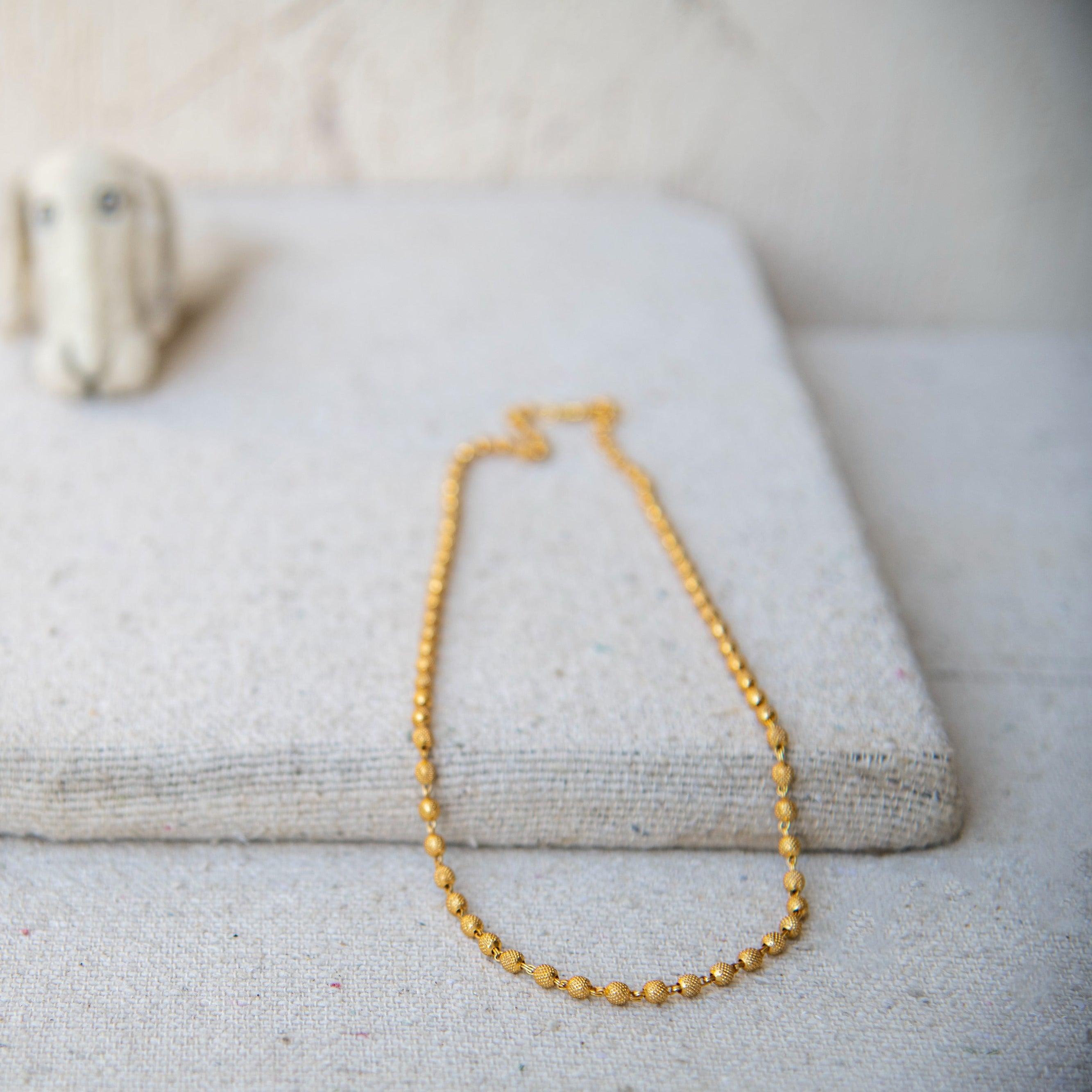 Peppercorn Texture Gold Plated Beads Necklace - DeKulture DKW-1491-GLC