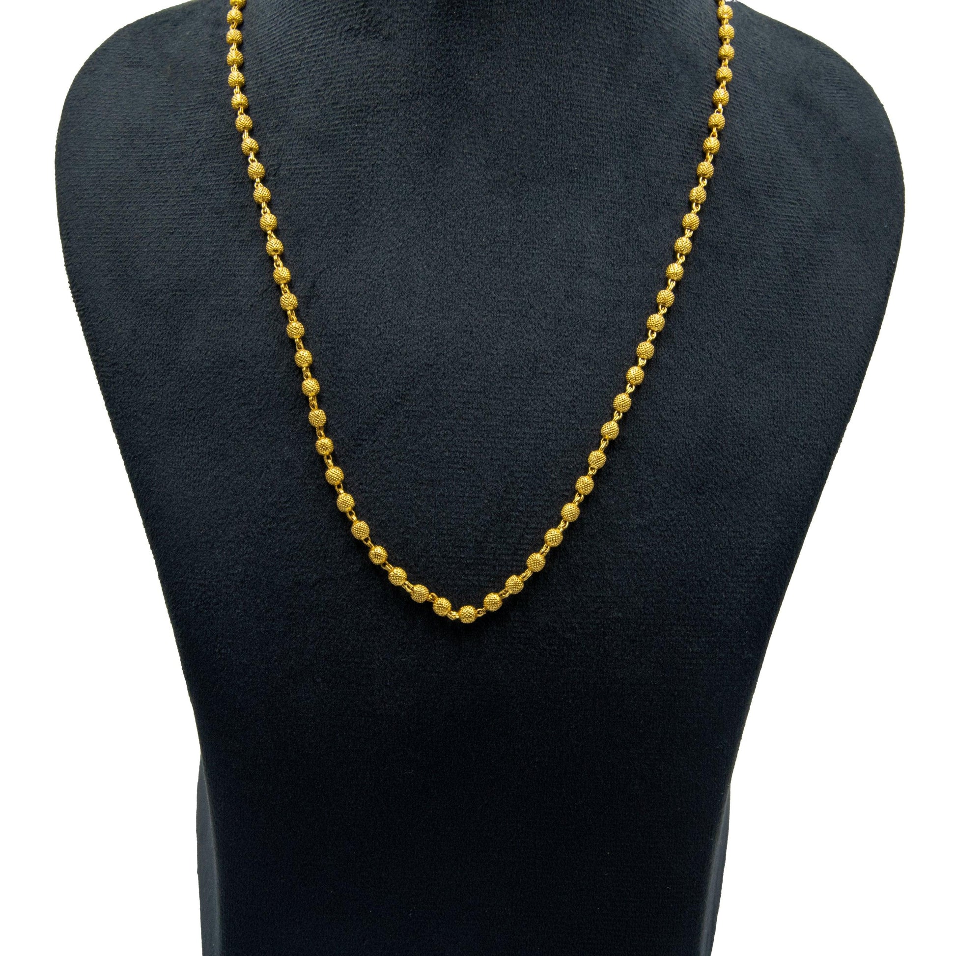 Peppercorn Texture Gold Plated Beads Necklace - DeKulture DKW-1491-GLC