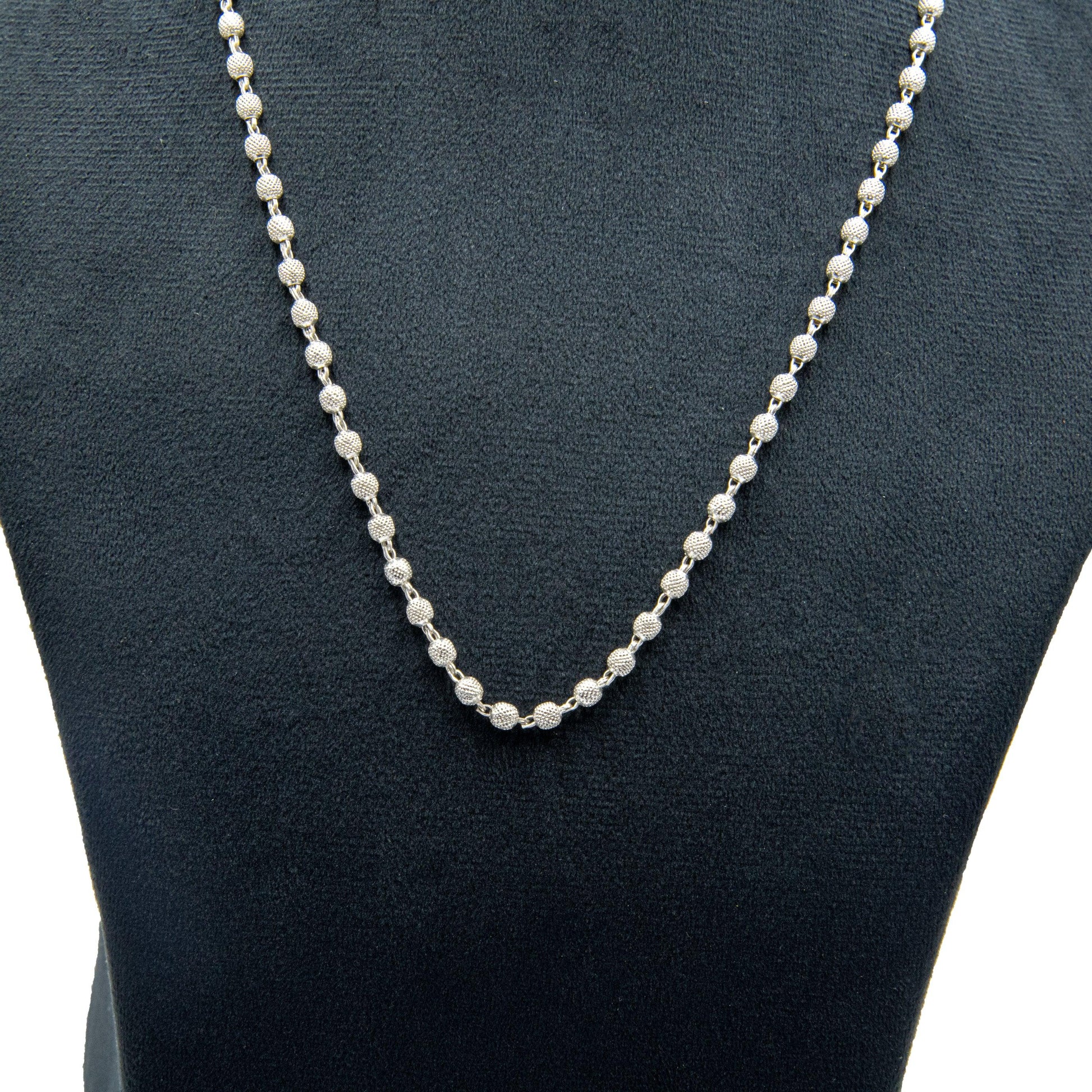 Peppercorn Texture Silver Plated Beads Necklace - DeKulture DKW-1490-SLC