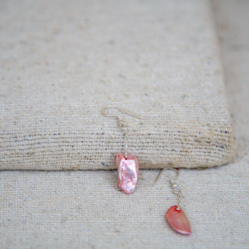Pink Pearl Silver Plated Dangler Hook Earring