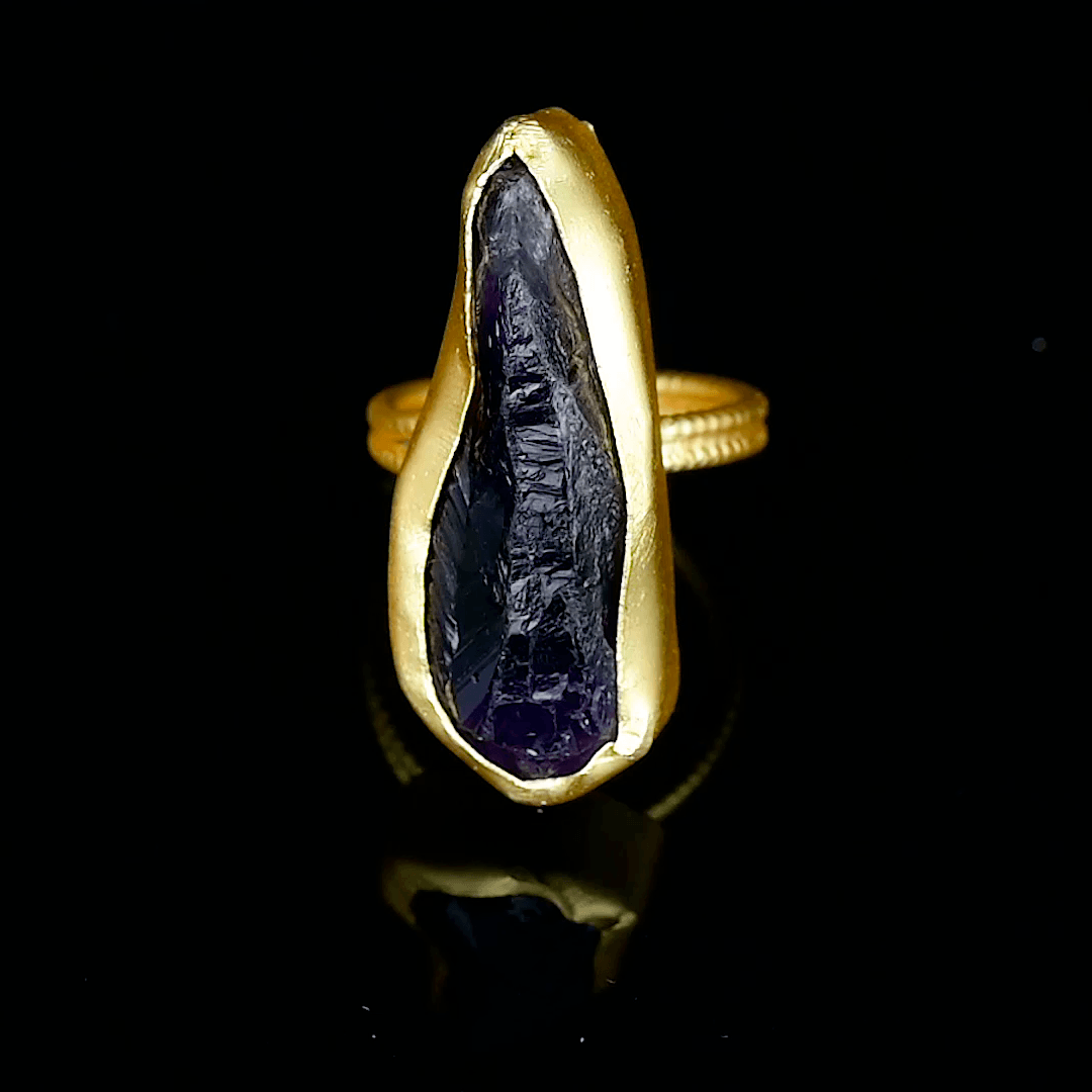 Purple Amethyst Natural Gemstone Ring - DeKulture DKW-1046-RGJ