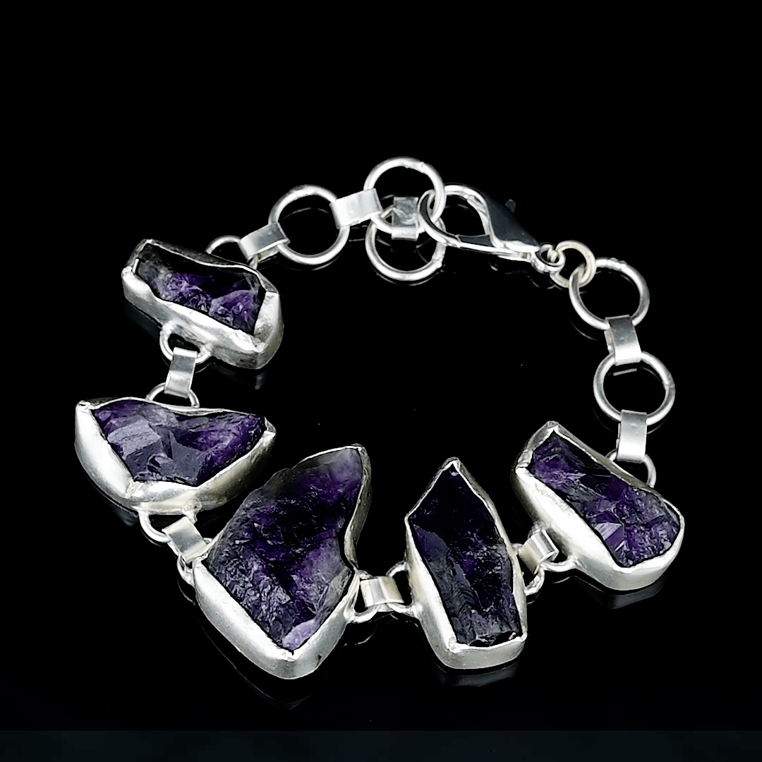 Purple Amethyst Rough Gemstone Bracelet - DeKulture DKW-1087-BRJ