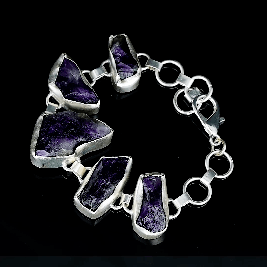 Purple Amethyst Rough Gemstone Bracelet - DeKulture DKW-1087-BRJ