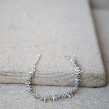 Rainbow Pearl Silver Plated Chain Bracelet