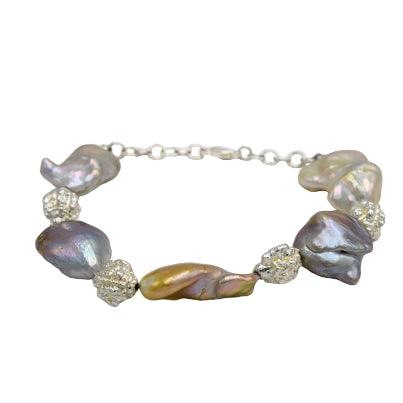 Rainbow Pearl Silver Plated Chain Bracelet - DeKulture DKW-1489-BRJ