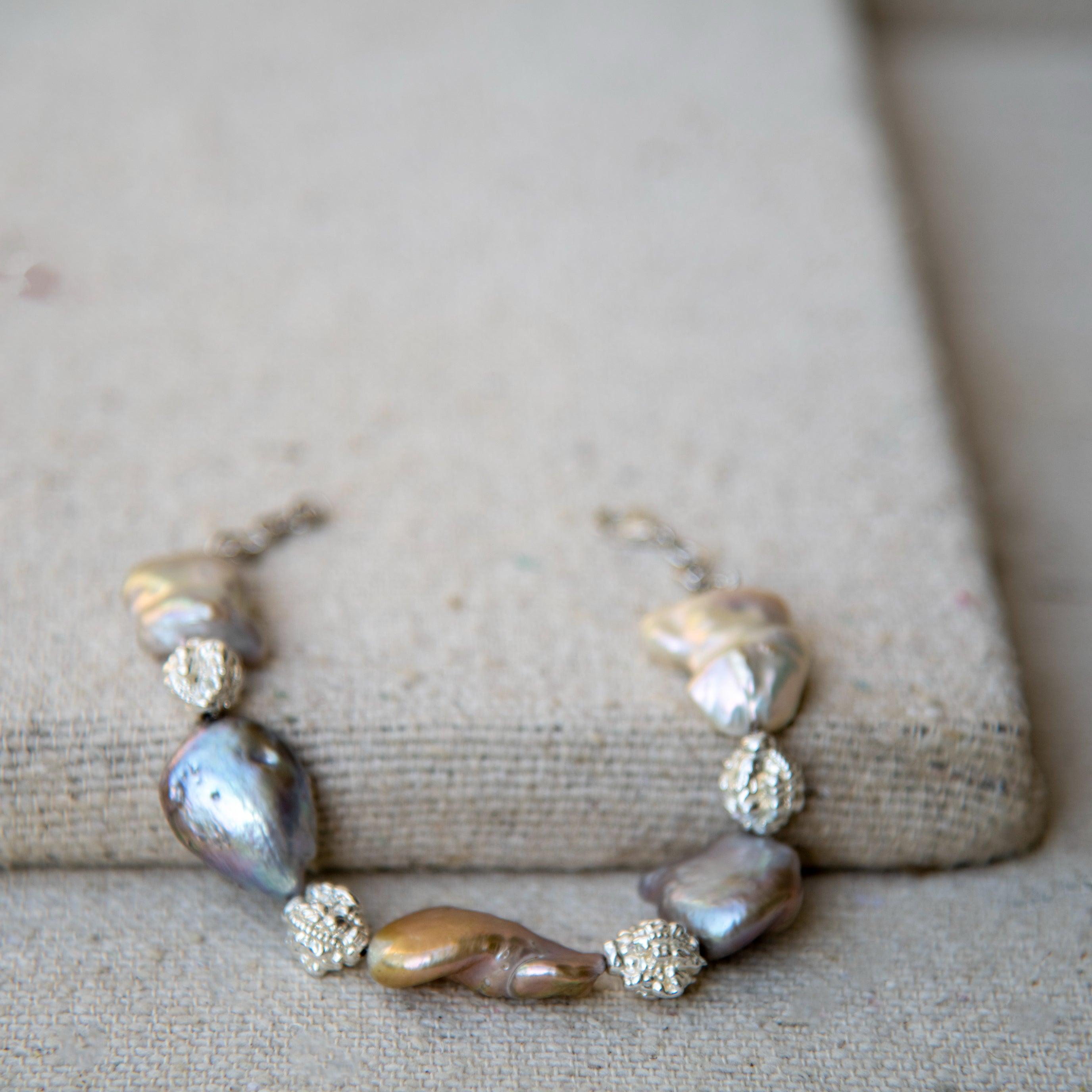 Rainbow Pearl Silver Plated Chain Bracelet - DeKulture DKW-1489-BRJ