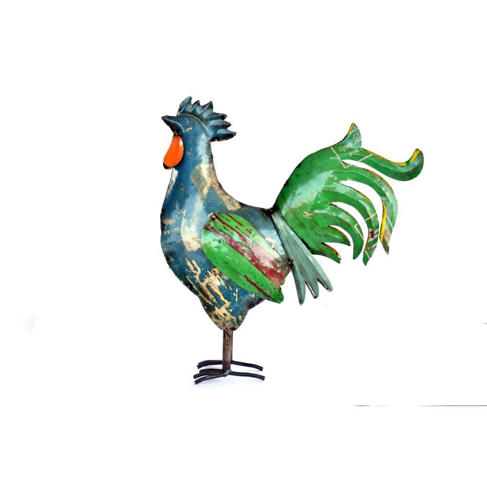 Reclaimed Rooster Sculpture - DeKulture DKW-17032-RIF