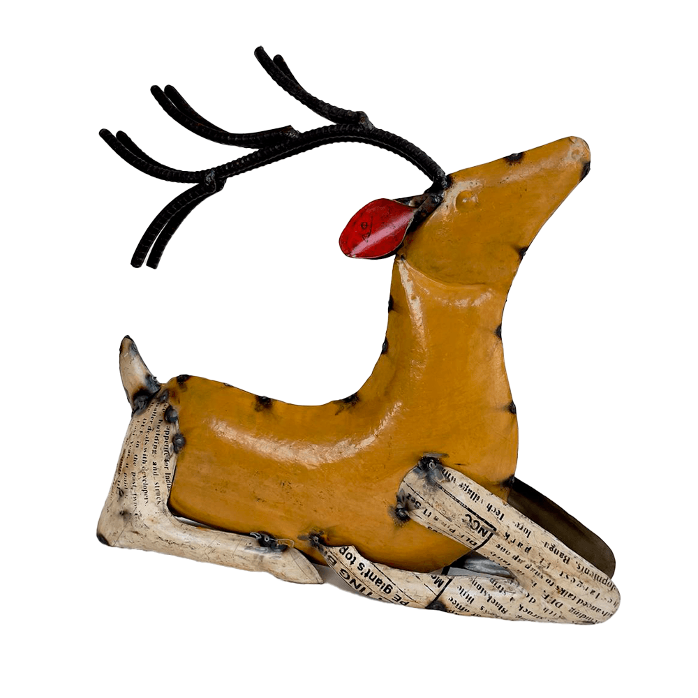 Recycled Seated Deer Figurine - DeKulture DKW-17157-RIF