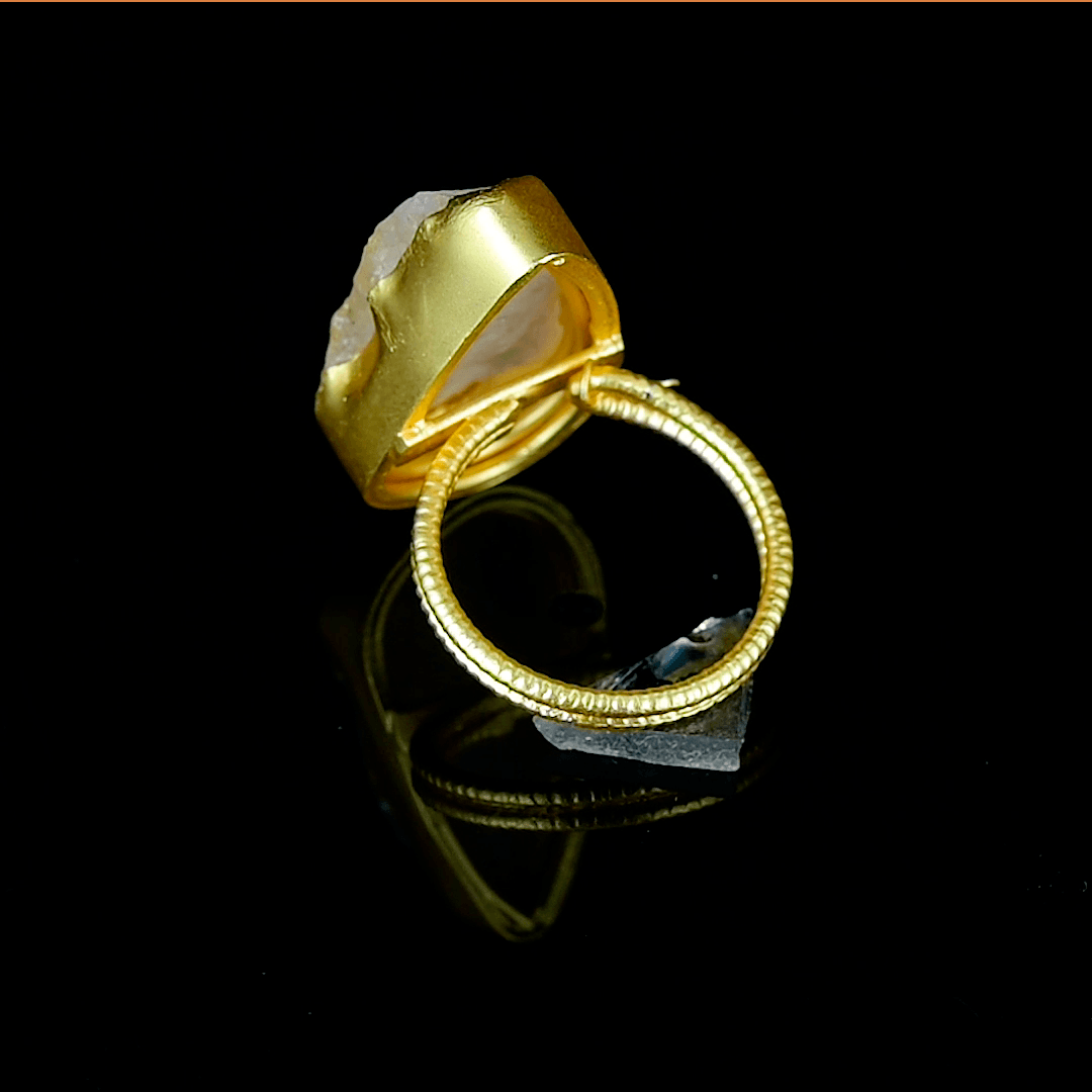 Rose Quartz Rough Gemstone Ring - DeKulture DKW-1058-RGJ