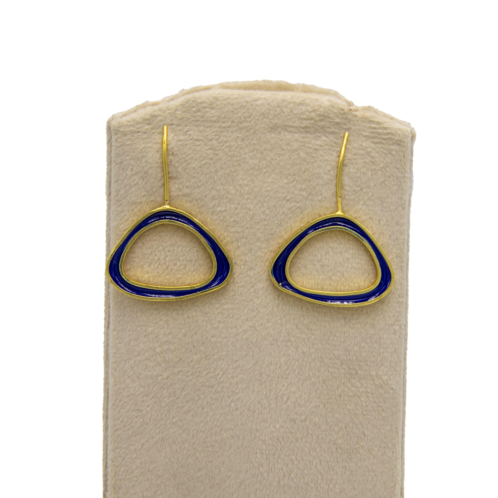 Santorini Blue Enameled Flash Gold Plated Earring - DeKulture DKW-1451-SEJ