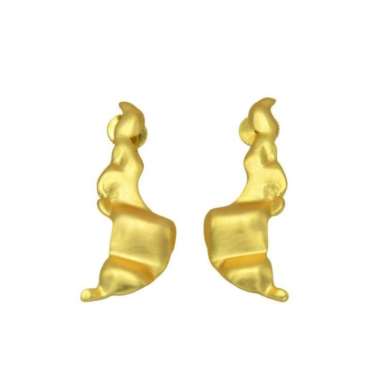 Sea Waves Gold plated Brass Stud Earring - DeKulture DKW-1317-SEJ