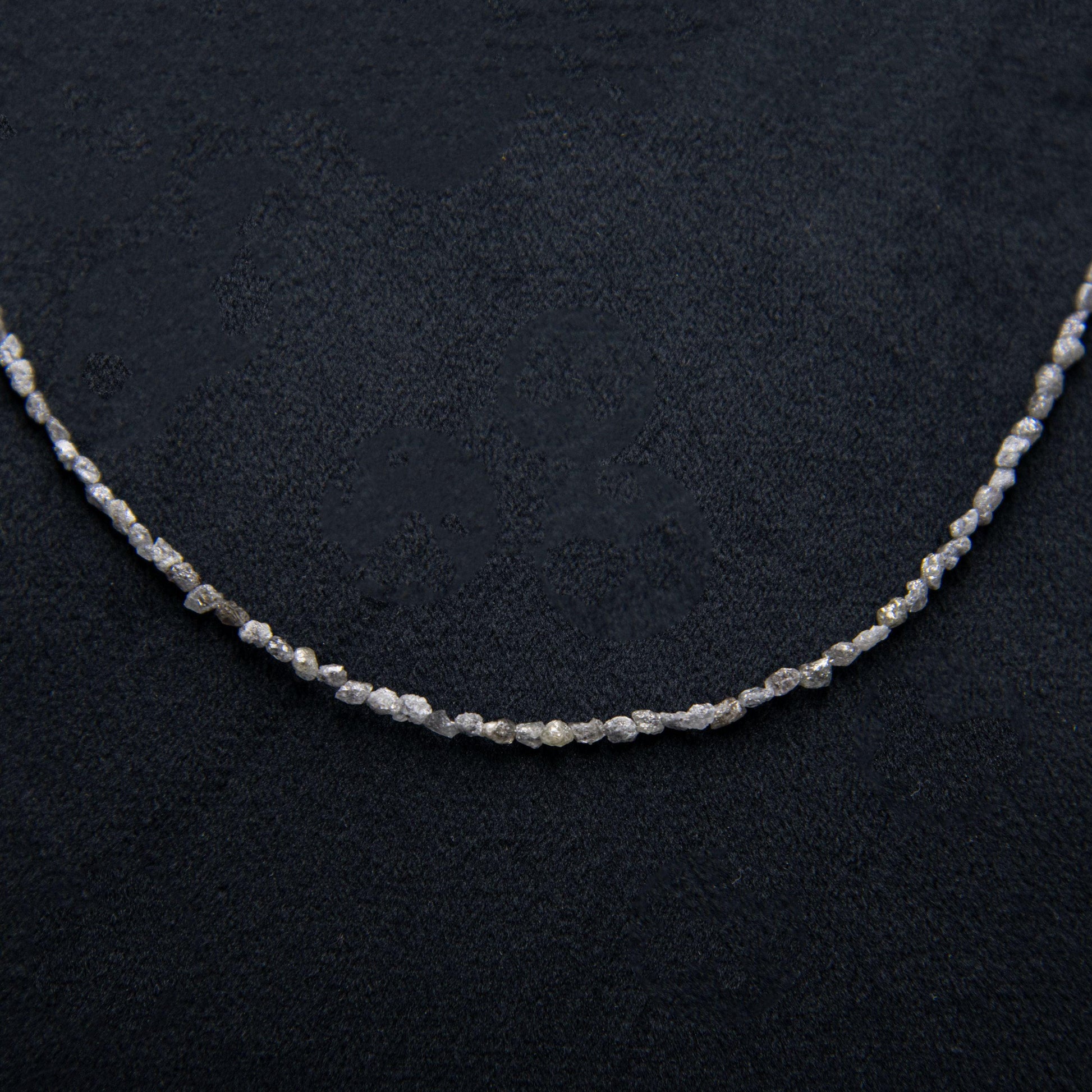 Small Grey Rough Diamond Bead Necklace with Silver Clasp - DeKulture DKW-1379-Small-BNK