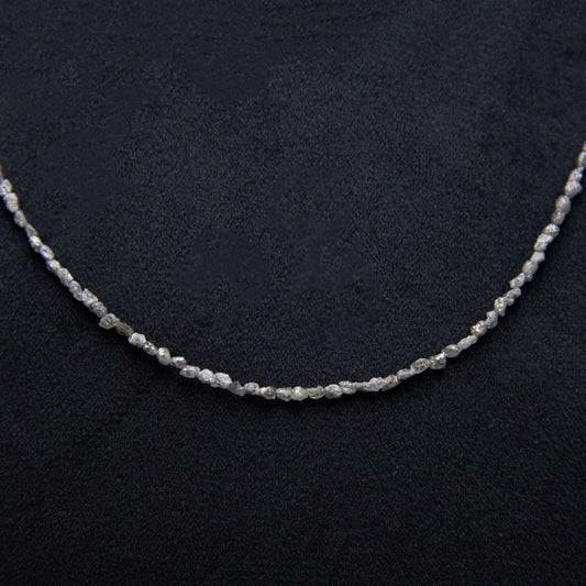 Small Grey Rough Diamond Bead Necklace with Silver Clasp - DeKulture DKW-1379-Small-BNK