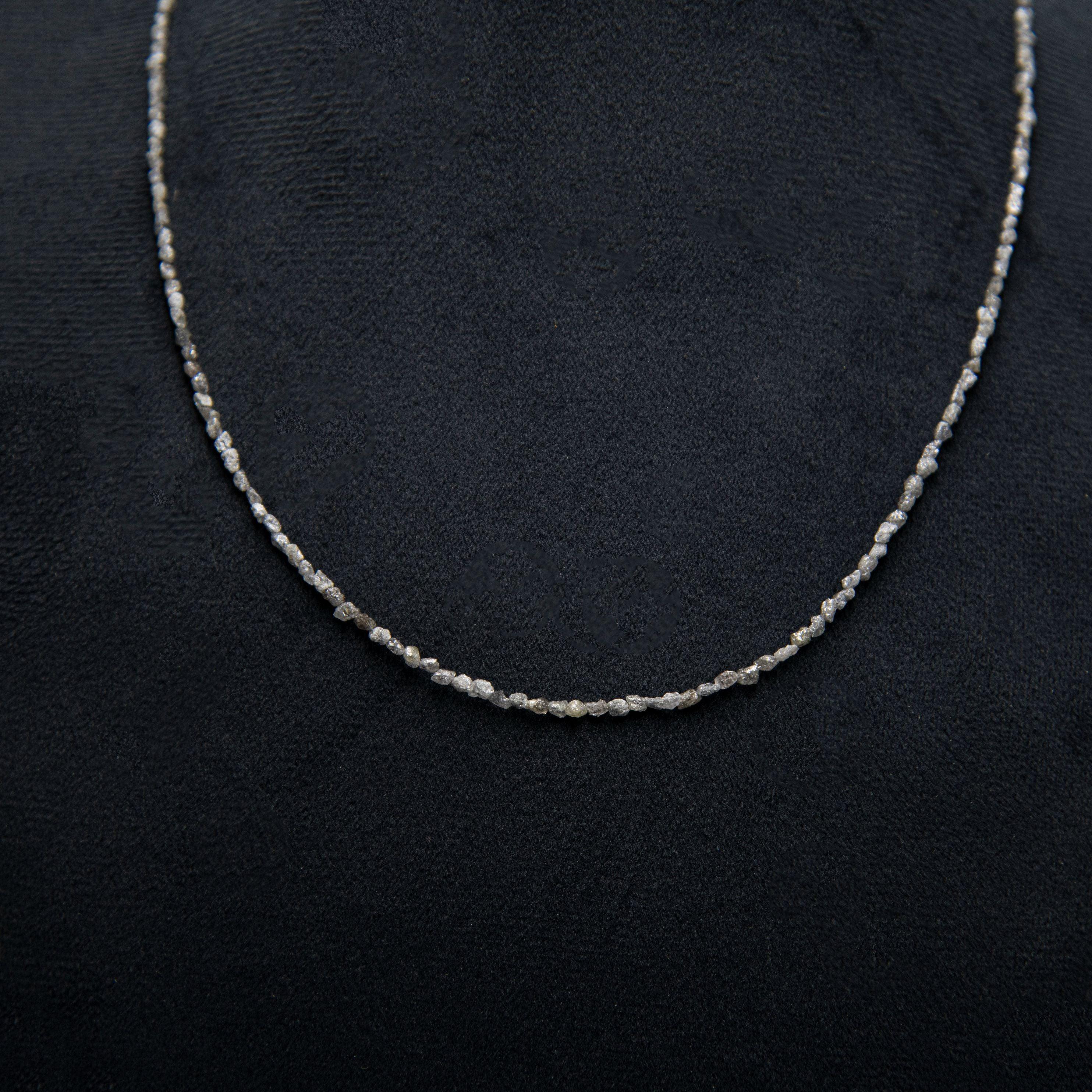 Small Grey Rough Diamond Bead Necklace with Silver Clasp - DeKulture DKW-1379-Small-BNK