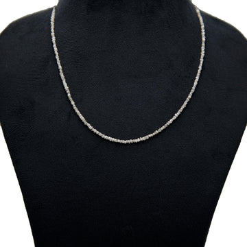 Small silver Rough Diamond Bead Necklace with Silver Clasp - DeKulture DKW-1380-Small-BNK
