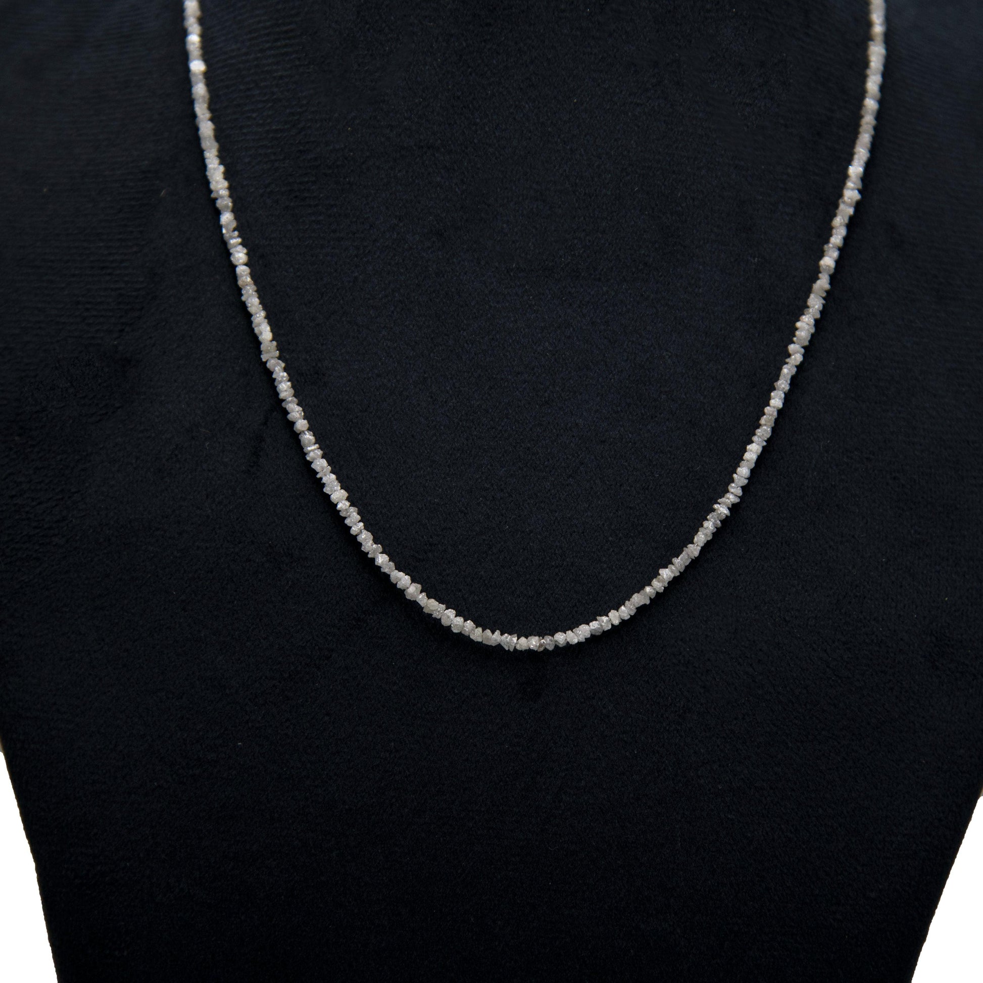 Small silver Rough Diamond Bead Necklace with Silver Clasp - DeKulture DKW-1380-Small-BNK