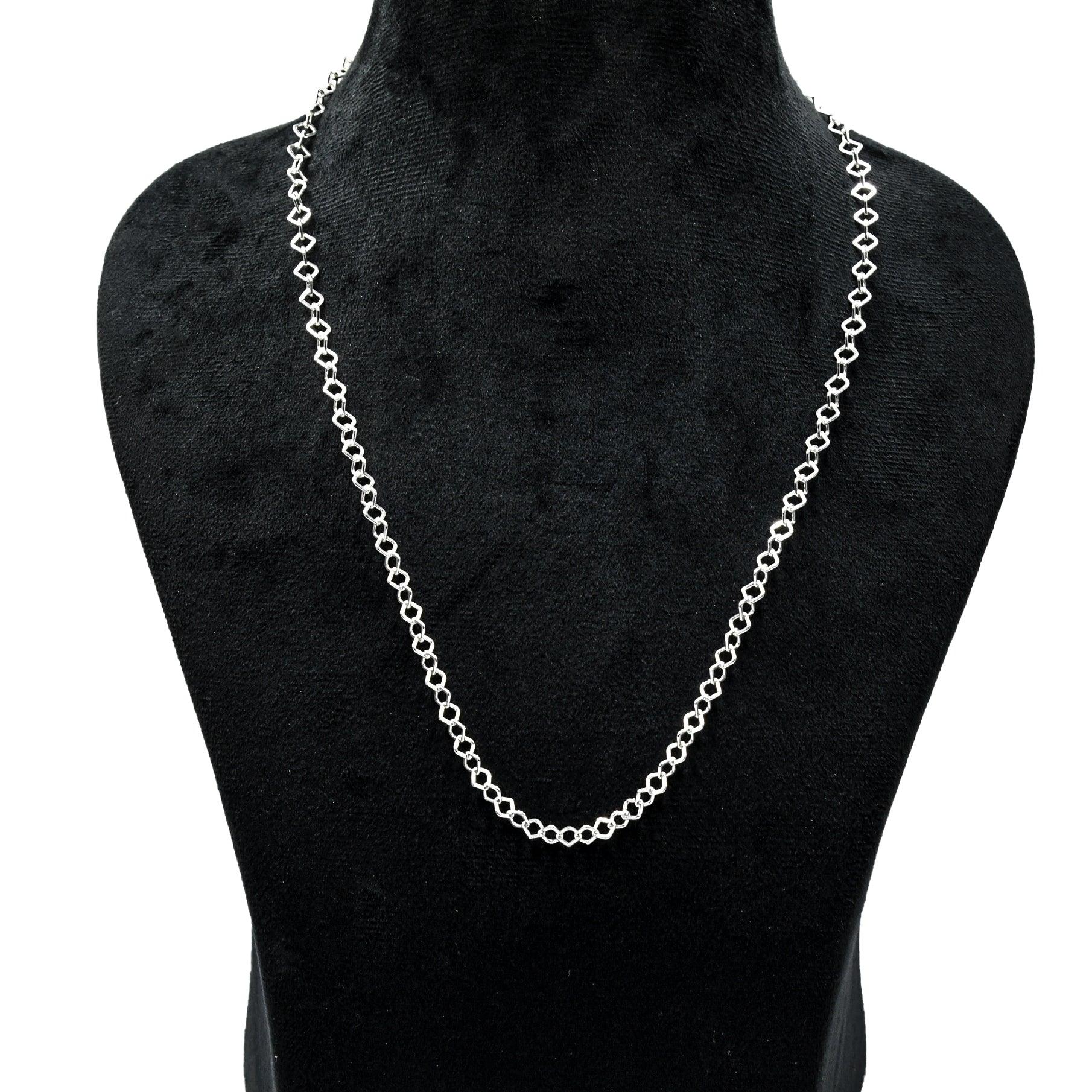 Square Brass Silver Plated Chains For Gift - DeKulture DKW-1156-SLC
