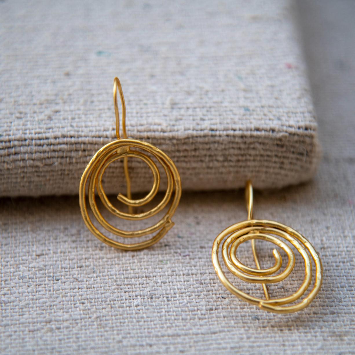 Swirl Gold Plated Dangle Earring - DeKulture DKW-1293-SEJ