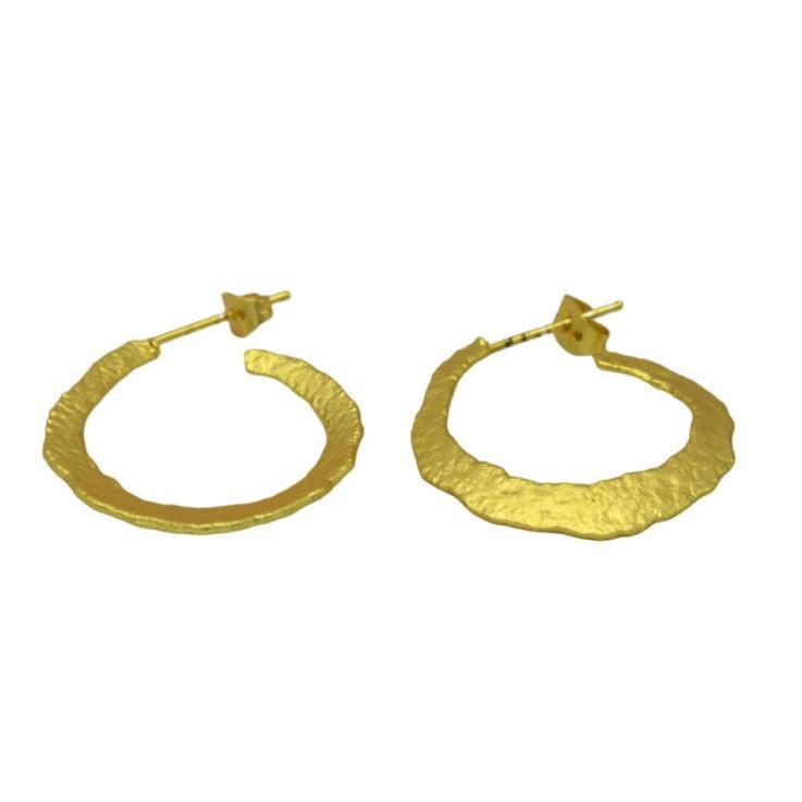 Textured Brass Hoop Earring - DeKulture DKW-1408-SEJ