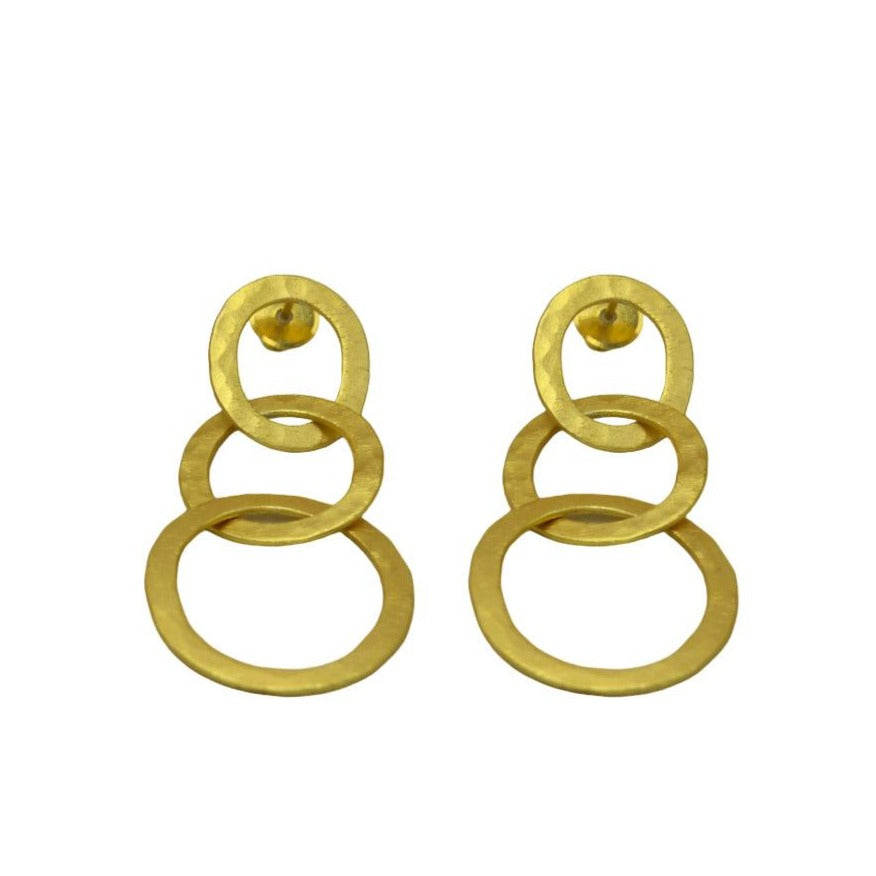 Tri Circle Gold Plated Stud Earring - DeKulture DKW-1301-SEJ