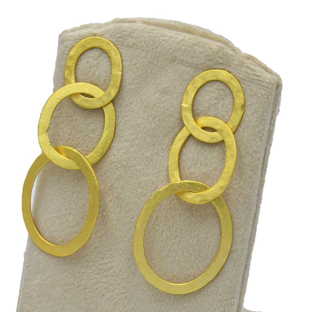 Tri Circle Gold Plated Stud Earring - DeKulture DKW-1301-SEJ