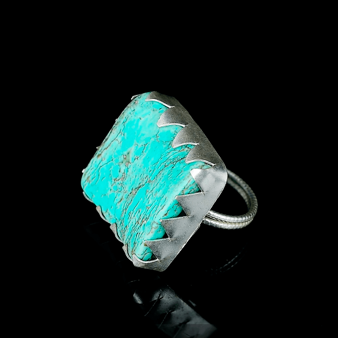 Turquoise Rough Gemstone Adjustable Ring - DeKulture DKW-1069-RGJ