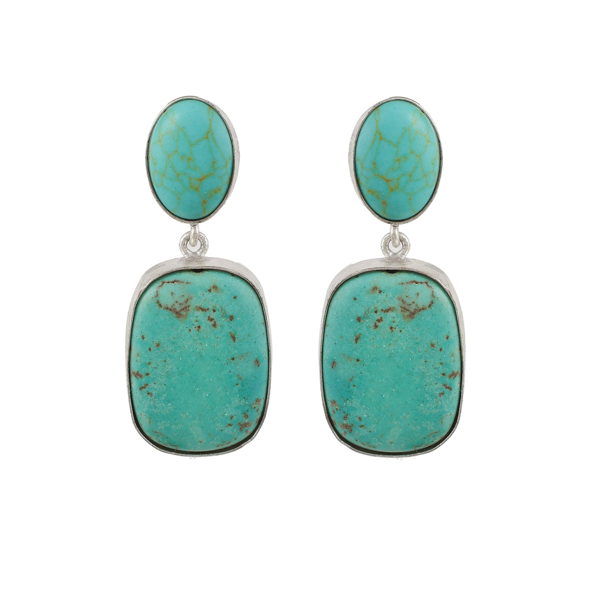 Turquoise Rough Gemstone Stud Earring - DeKulture DKW-1070-SEJ